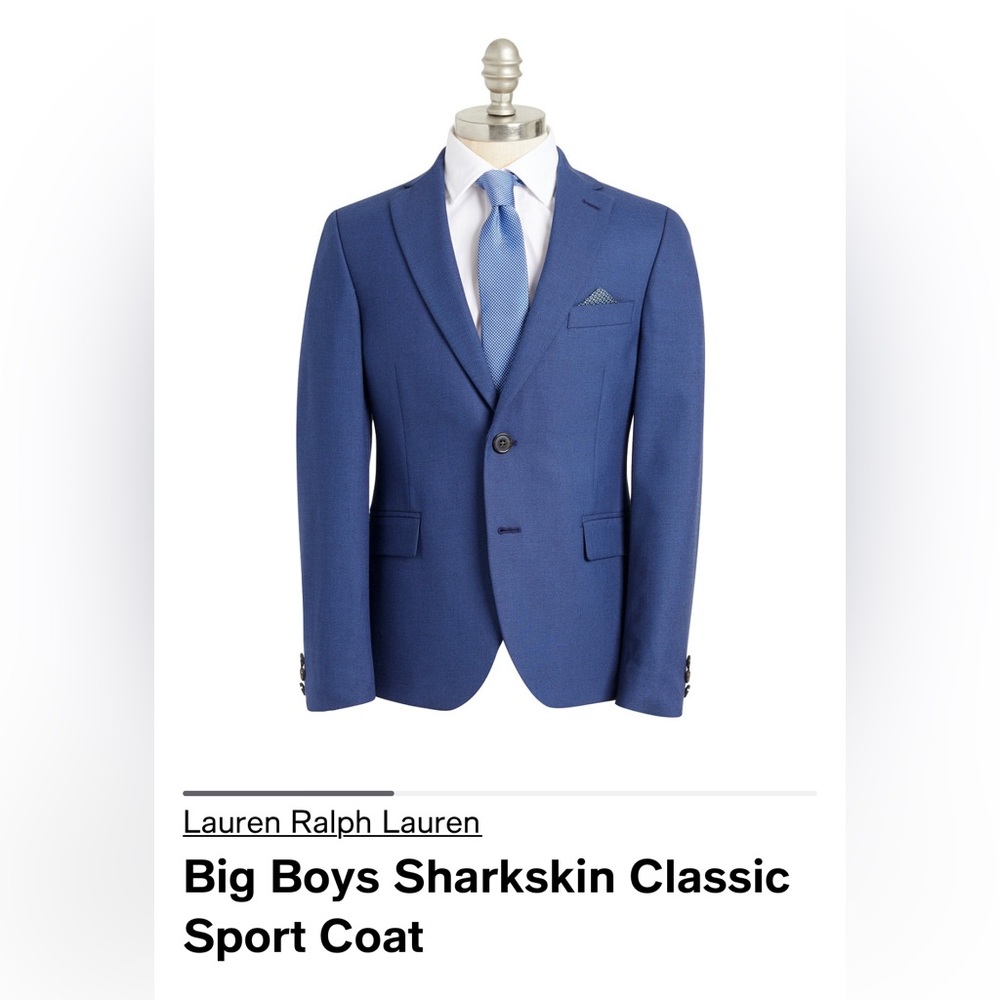 New Ralph Lauren Blue boys suit worn once. Size 12R